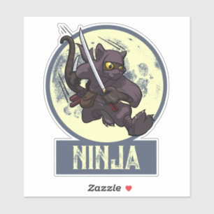 Adesivo Legal Gato Negro Ninja Cartoon Voando Trabalho de 