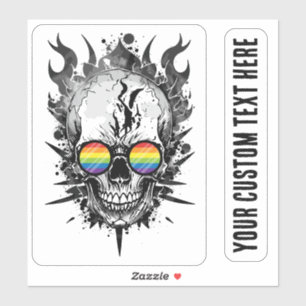 Adesivo Legal Grunge Rainbow Prid Skull Flames