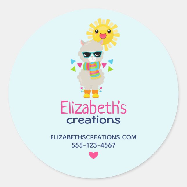 Adesivo Legal Llama e sorrindo Kawaii Sun Business (Frente)