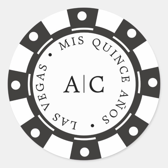 Adesivo Legal Poker de Las Vegas Chip Quinceañera Monogram (Frente)
