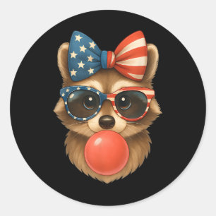 Adesivo Legal Raccoon Bubble Gum Usa Flag Patriótico 4º De