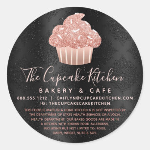 Adesivo Legal Rose Gold Glitter Cupcake em Black Damask