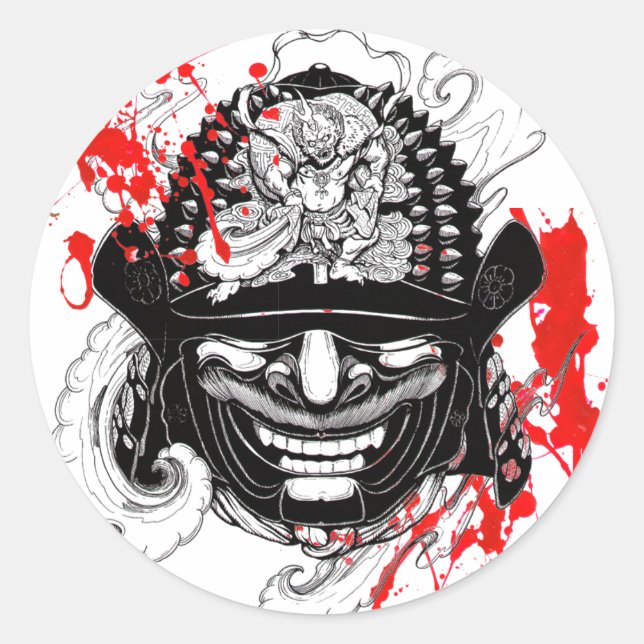 Adesivo Legal sangue, samurai demon mask helm tatuagem (Frente)
