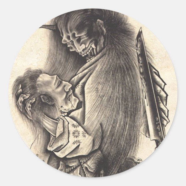 Adesivo Legal tatuagem clássica de tinta digital de demôni (Frente)