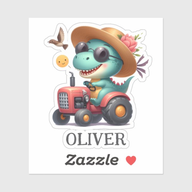 Adesivo Legal Trex Dinossaur Farmer Trator Vermelho Condut (Folha)