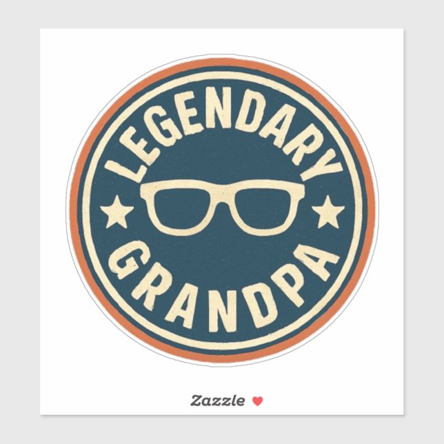 Adesivo legendary grandpa retro badge (Folha)