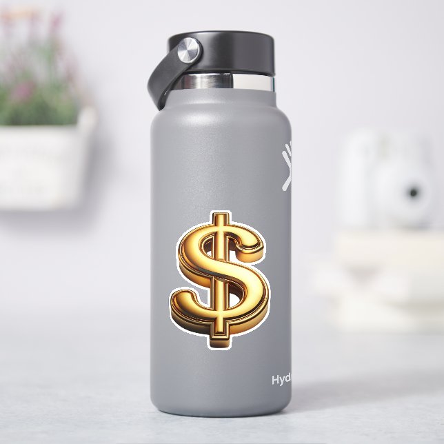 Adesivo Lei de Atração do Dourado Dólar Sinal (HidroFlask)