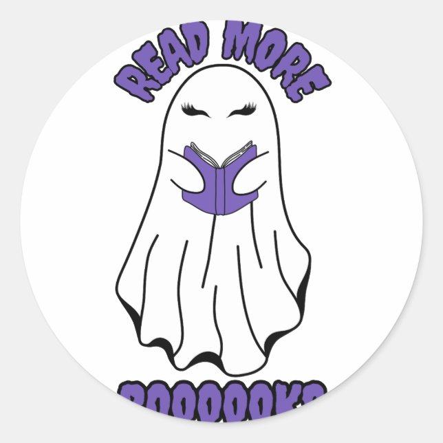 Adesivo Leia mais livros Halloween Ghost Purple (Frente)