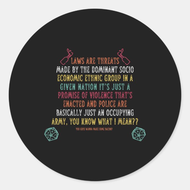 Adesivo Leis São Ameaças Da Dominante Socio Econom (Frente)