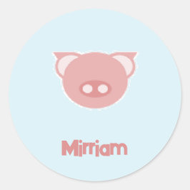 Adesivo Leitão cor-de-rosa monograma em azul