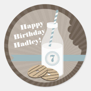 Adesivo Leite + Biscoitos Vinheta de Aniversário Riscado +