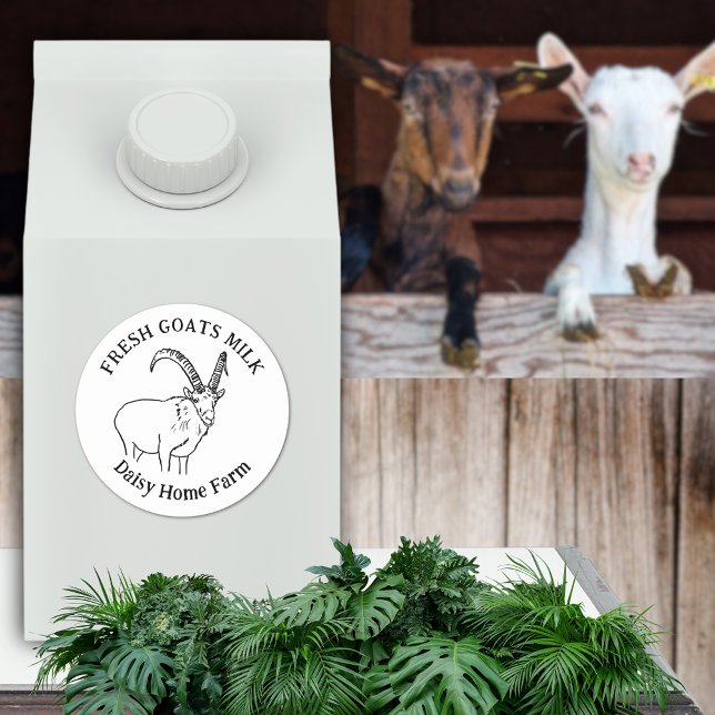 Adesivo Leite de Caprinos Frescos (Simple fresh goats milk custom business black and white product label)