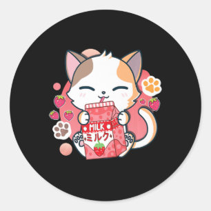 Adesivo Leite de Morango Gato Kawaii Anime Neko Gift Girls
