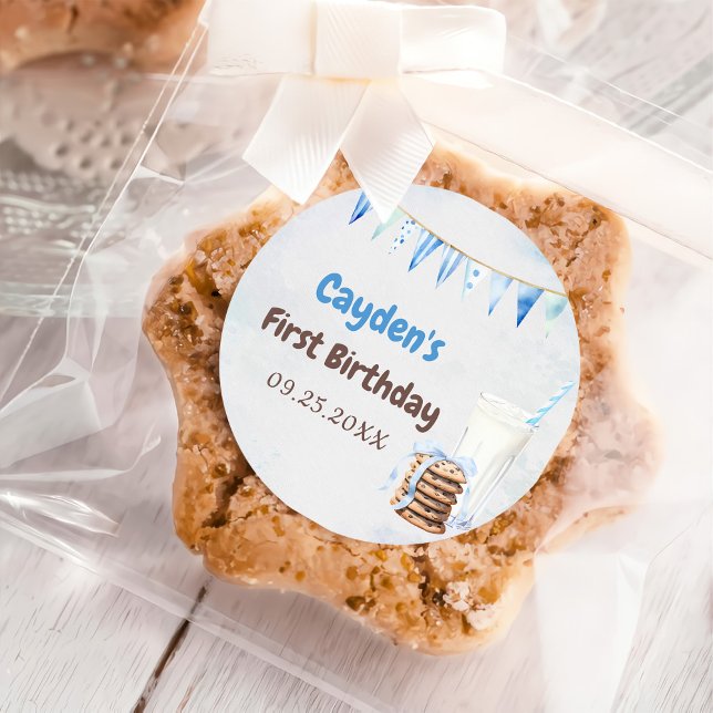 Adesivo Leite E Biscoito Primeira Festa de aniversário (Criador carregado)