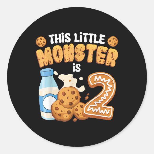 Adesivo Leite E Biscoitos Este Monstrinho Tem 2 2º Anivers (Frente)