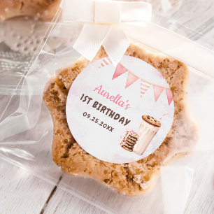 Adesivo Leite E Cookie Garota Primeira Festa de aniversári