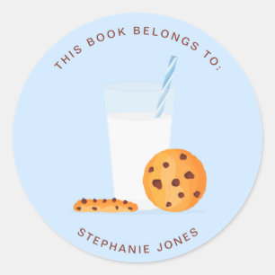 Adesivo Leite e cookies Este livro pertence a