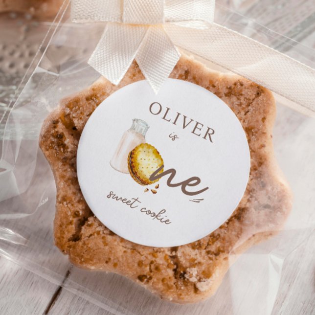 Adesivo Leite e Cookies Primeiro Convite de aniversário (Criador carregado)