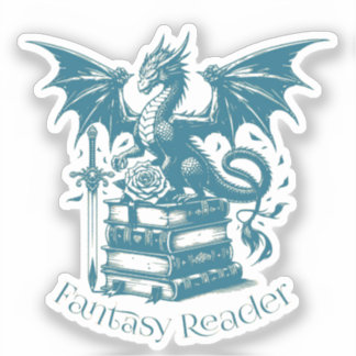 Adesivo Leitor de Fantasia Dragão e Livros