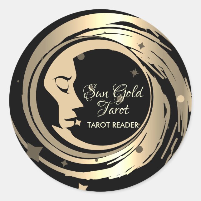 Adesivo Leitor de Tarot Estrelas Douradas Lua (Frente)