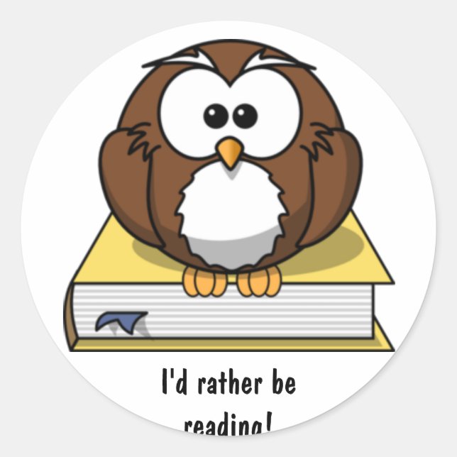 Adesivo Leitura de Cartoon Owl Sticker (Frente)