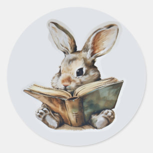 Adesivo Leitura de coelho bonito — crianças