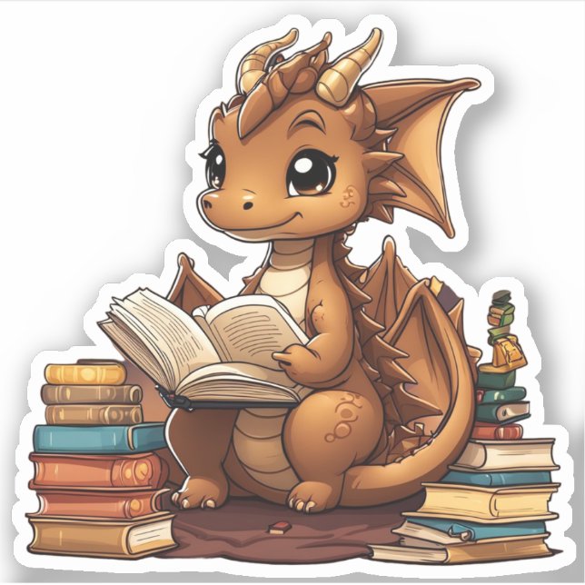 Adesivo Leitura De Dragão Marrom (Frente)