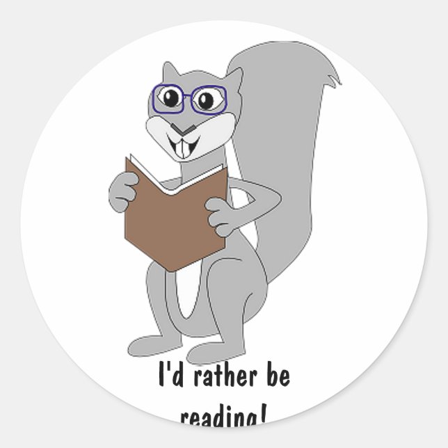 Adesivo Leitura do Sticker de Esquilo de Cartoon (Frente)