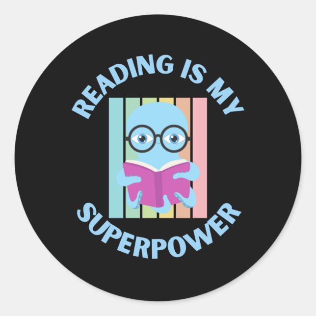Adesivo leitura é minha superpotência (Frente)