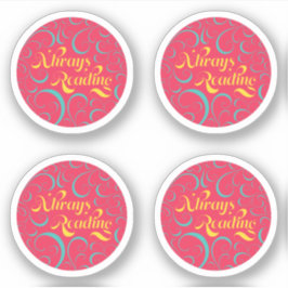 Adesivo Leitura sempre | Azul-cor-de-rosa-claro Amarelo e