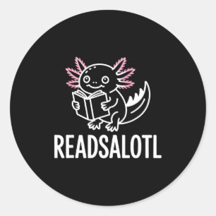 Adesivo Leituras engraçadas axolote amante de livros lendo