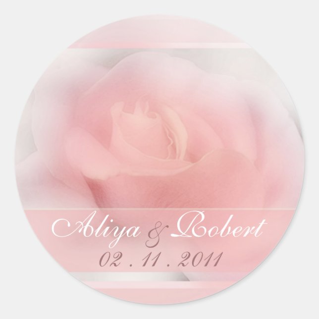 Adesivo lembrete de data de casamento rosa pálido rosa (Frente)