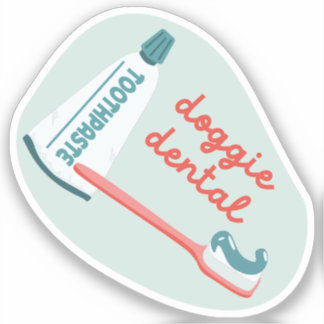 Adesivo Lembrete de "Doggie Dental" para cães laranja e aq