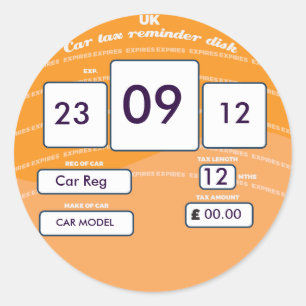 Adesivo Lembrete do Imposto sobre Automóveis (British Car