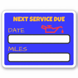 Adesivo Lembrete personalizável de mudança de óleo em grão