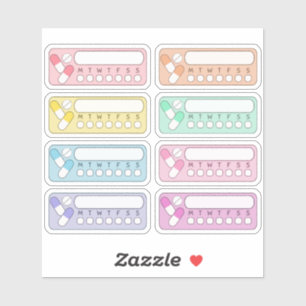 Adesivo Lembrete Semanal do Rastreador de Medicamentos Vit