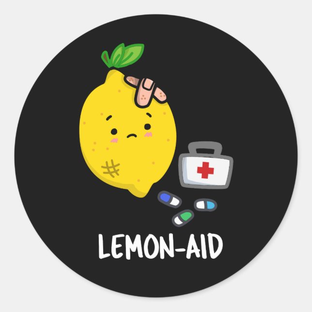 Adesivo Lemon-aid Funny First Aid Lemon Pun Dark BG (Frente)