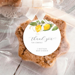 Adesivo Lemon Bright Citrus Floral Chá de fraldas Obrigado