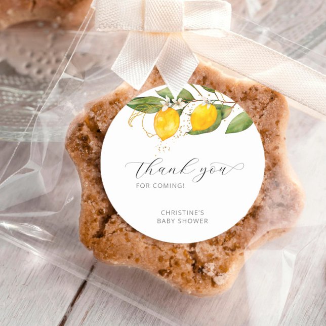 Adesivo Lemon Bright Citrus Floral Chá de fraldas Obrigado (Criador carregado)