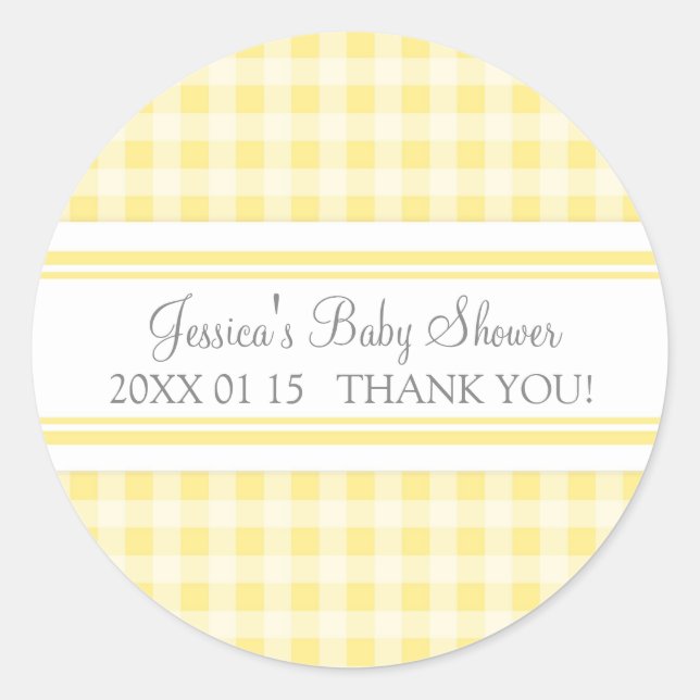 Adesivo Lemon Gingham Chá de fraldas Favor Stickers (Frente)