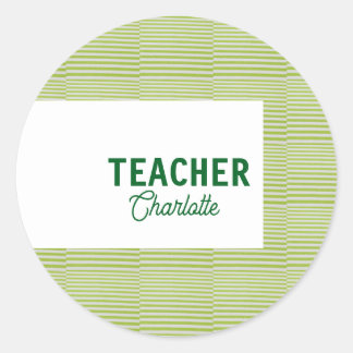 Adesivo Lemon green white stripes teacher professor name c