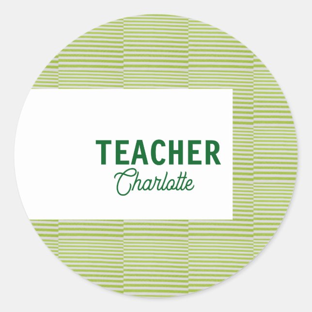 Adesivo Lemon green white stripes teacher professor name c (Frente)