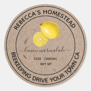 Adesivo Lemon Marmalade Kraft Papelão de Canning Labs