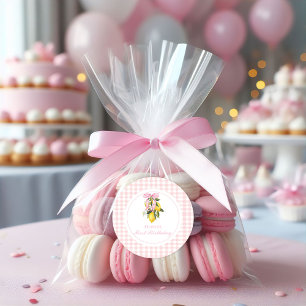 Adesivo Lemon Pink Bow sofisticada Coquette 1º aniversário