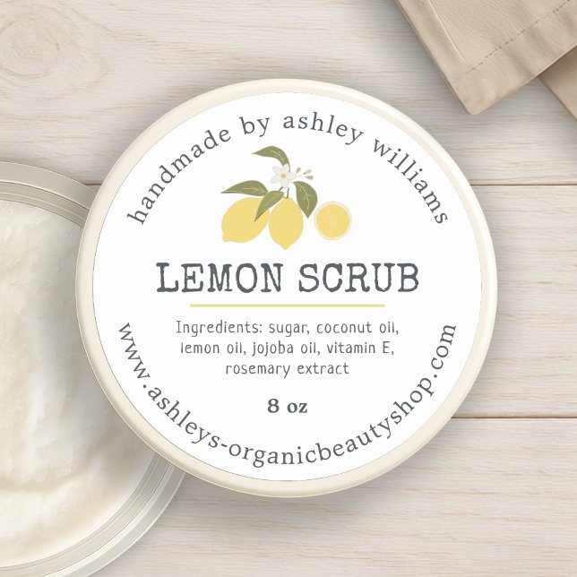Adesivo Lemon Scrub Orgânico Skincare Jar (Criador carregado)