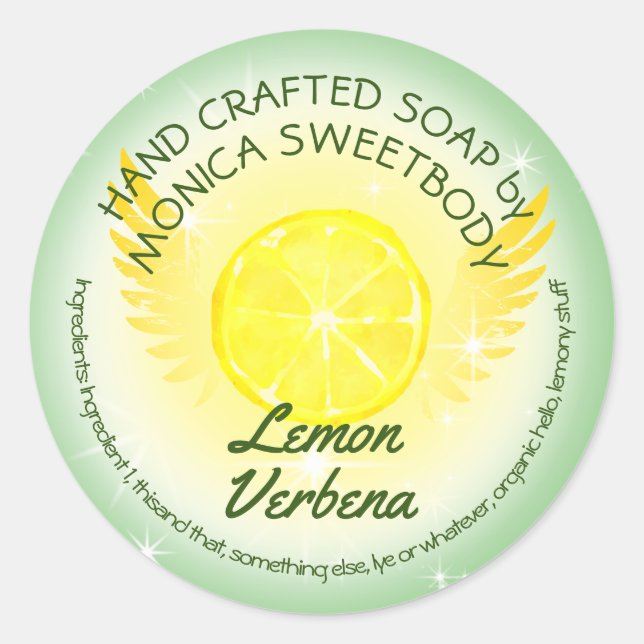 Adesivo Lemon verbena sabão feito à mão personalizado (Frente)