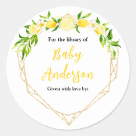 Adesivo Lemons and Foliage Baby Shower Bookplate