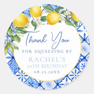 Adesivo Lemons Azulejos Azuis Italianos Aniversário Obriga