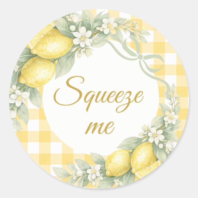 Adesivo Lemons gingham squeeze me party favor (Frente)