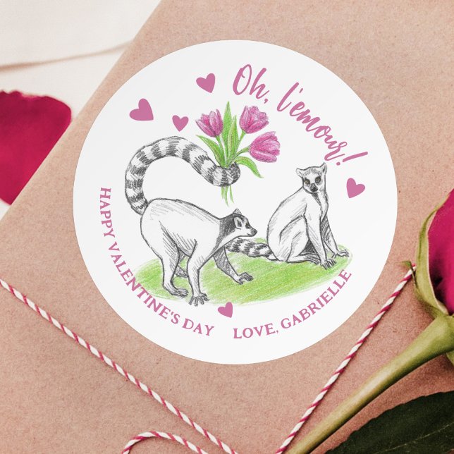Adesivo Lemur com Tulipas Romântica Amor Engraçado Arma Fr (Criador carregado)